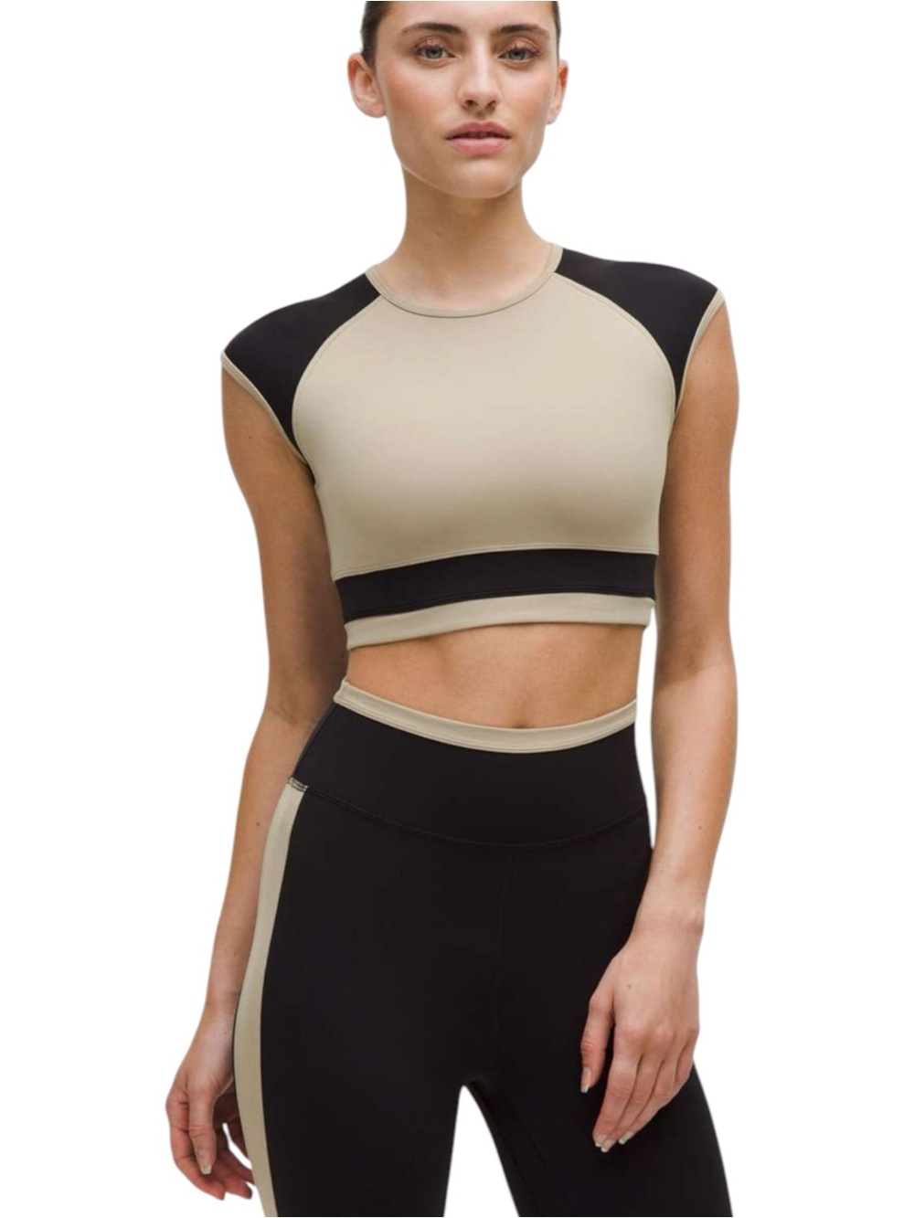 LULULEMON NuLu Cropped Short Sleeve Shirt Retro Remix Padded Medium